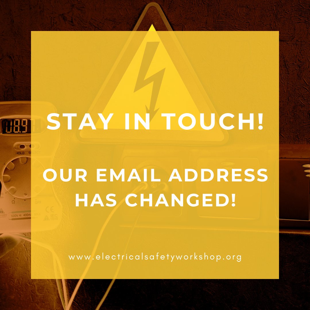 ElectricalSafeT's tweet image. We've changed our email address! ESW is now officially at info@electricalsafetyworkshop.org. Make sure to add use to your contact list so you don't miss our emails. Sign up here to receive regular updates: zurl.co/pFqB