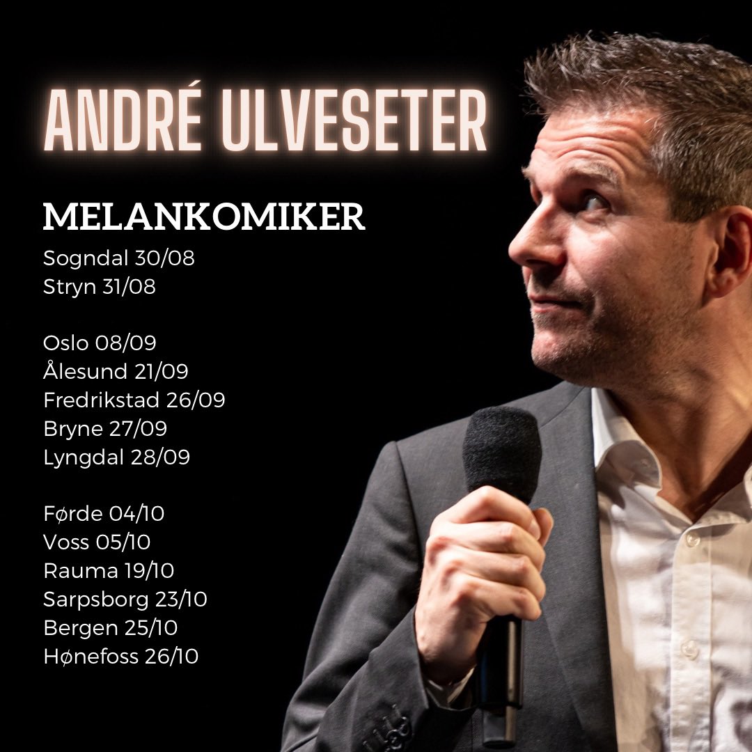 Bare innom for å poste et innlegg om showene til høsten. Sånn bortsett fra det ønsker jeg dere alle en fortsatt fin sommer ☀️ Le mer. Alltid! 

Link til billetter og den slags finner du her: andreulveseter.no/shows/