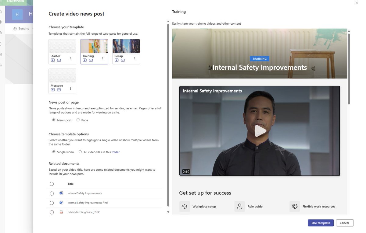 Microsoft SharePoint (@sharepoint) on Twitter photo 📢 RELEASE UPDATE 🙌
#SharePoint + <a href="/MicrosoftStream/">Microsoft Stream</a> = *Video Pages*, now generally available (GA) -- designed to empower authors when creating pages with video as their centerpiece. 📄📺
Learn more support.microsoft.com/office/create-… #VideoPageTemplates 📢 RELEASE UPDATE 🙌
#SharePoint + <a href="/MicrosoftStream/">Microsoft Stream</a> = *Video Pages*, now generally available (GA) -- designed to empower authors when creating pages with video as their centerpiece. 📄📺
Learn more support.microsoft.com/office/create-… #VideoPageTemplates