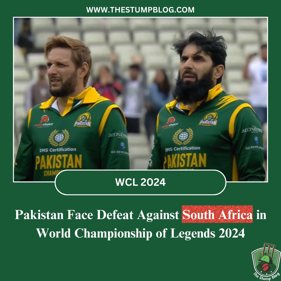 StumpBlog2023's tweet photo. Pakistan Team which is playing under the captaincy of Younis Khan couldn’t defend the target of 211 runs and lost the game by 9 wickets as the Proteas chased down the target in the 19th over.

Read: https://t.co/8XtAr6TQ9c

#WCL #PakistanCricket #WCL2024 #PakvsSA #Cricket https://t.co/IoWSwbQPhK