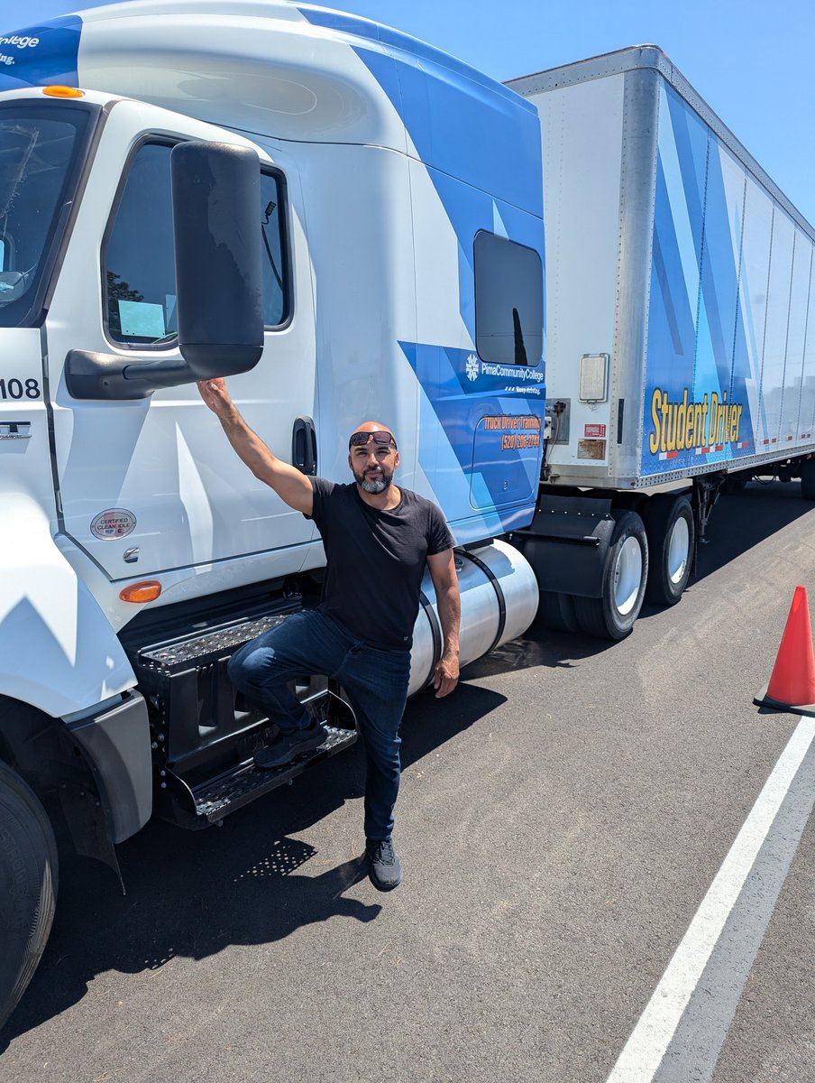 PCCTruckDriver's tweet image. Congratulations to Jesus Q. for passing his Class A #CDL today. Jesus is exploring his over the road driving career opportunities. Way to go, Jesus! #StudentSuccess #PimaCCWorkforce