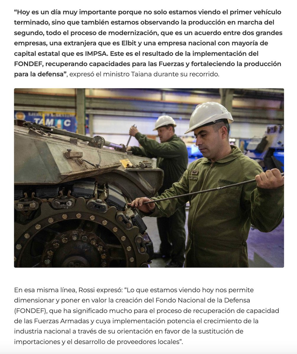 Lo viste a Milei jugando a los soldaditos arriba de un tanque? Bueno, leé esto: ese tanque es el TAM, el proyecto para modernizarlo empezó en 2013, lo frenó el macrismo, y lo retomamos en 2019. Todo gracias al FONDEF.
MILEI VA A PRIVATIZAR IMPSA, la empresa estatal que lo hizo.