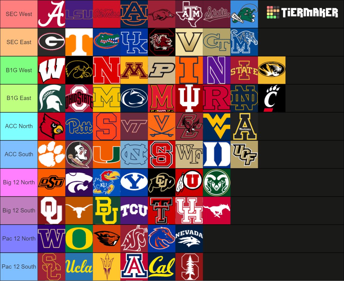 JohnnyP387's tweet image. Many have seen the recent extraordinary conference realignment in college football and are counting down the days to when they can finally ‘fix’ things in CFB 25.

I am one of those many. 

Here is my semi-geographic conference realignment:

#B1G #GoGreen