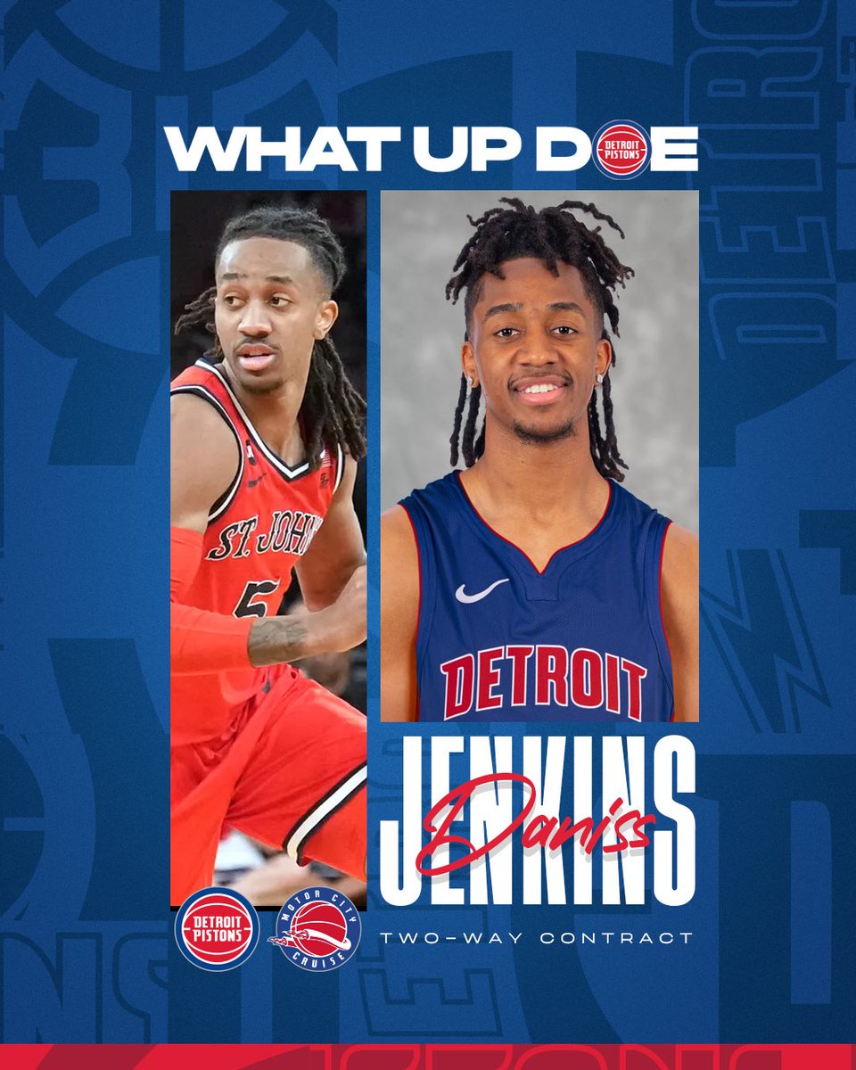 Motor City Cruise (@motorcitycruise) on Twitter photo Welcome to the Motor City, <a href="/Djenkinss5/">Daniss Jenkins</a>!
OFFICIAL: The Detroit Pistons announced that the team has signed guard Daniss Jenkins to a two-way contract. Welcome to the Motor City, <a href="/Djenkinss5/">Daniss Jenkins</a>!
OFFICIAL: The Detroit Pistons announced that the team has signed guard Daniss Jenkins to a two-way contract.