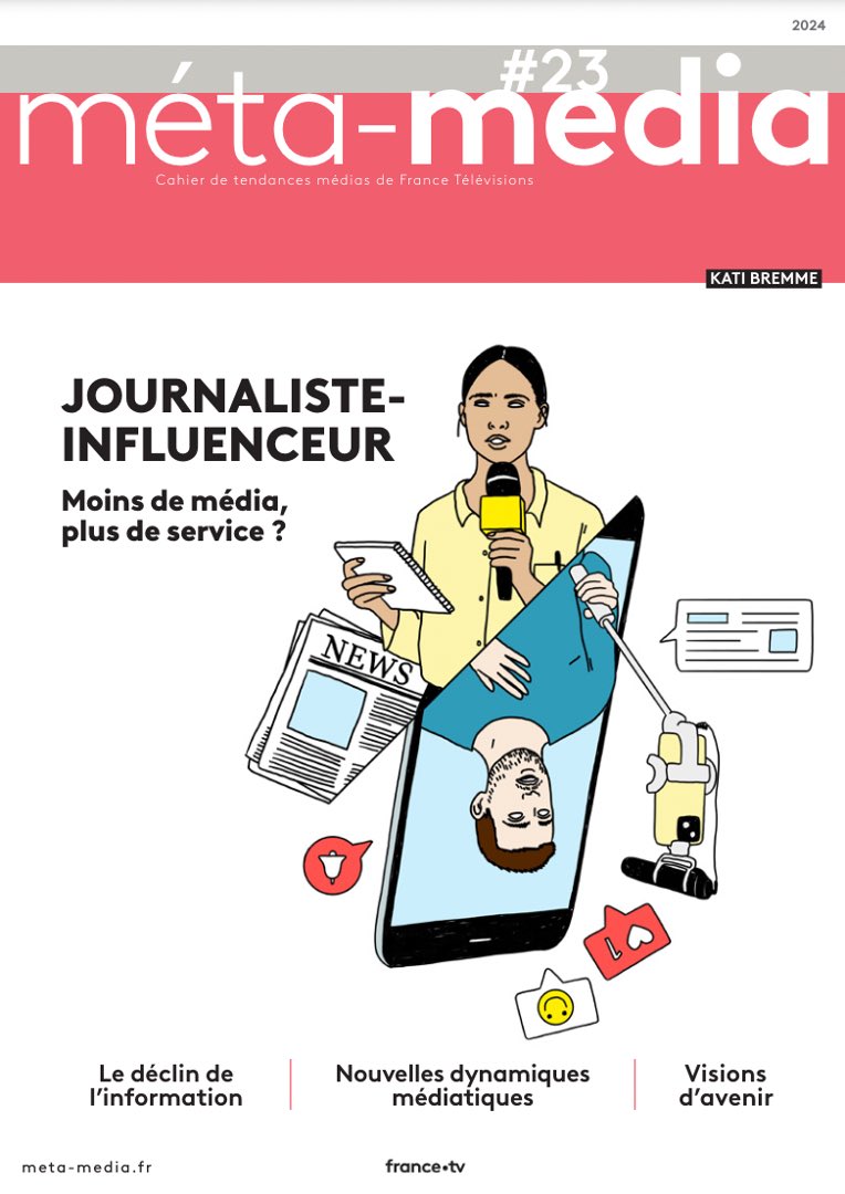 💥 #Influence &amp; #journalisme l Le nouveau Cahier de Tendances <a href="/MetaMedia/">Méta-Media FranceTV</a>  
 
Chercheurs, experts des médias, influenceurs et journalistes décryptent les évolutions et dessinent le futur de l’#information 🔍 
 
💡 Lecture d’été 👉 bit.ly/3zDBFue