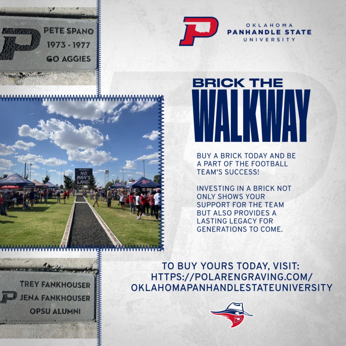 BUY A BRICK!
Fall sports are about to start back up; that means it's time for YOU to get your personal brick along the walkway of our Aggie Football players!
polarengraving.com/oklahomapanhan…