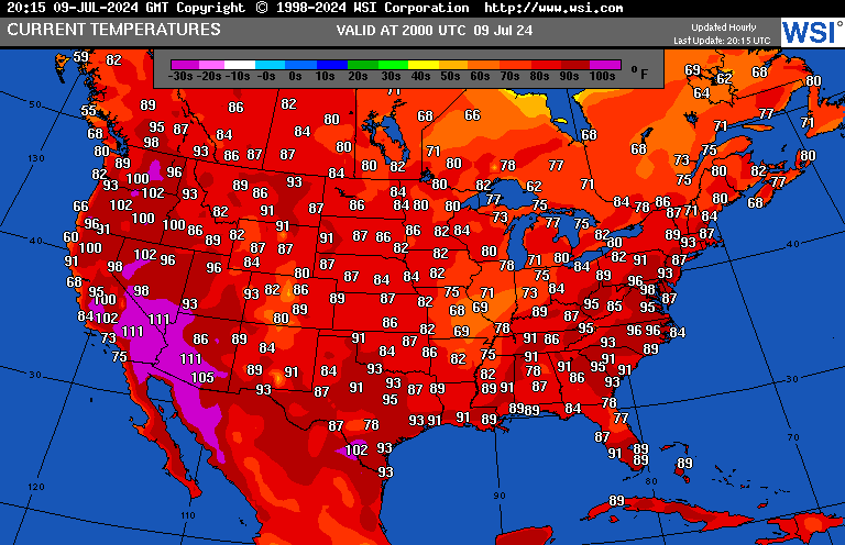 climateguyw's tweet photo. On TUE 7/09/2024 broiling western #HeatwaveGasprom continued as a historic CAT4. #HeatwaveExxon made life miserable for millions across the Southeast and Northeast, becoming a CAT3 again because heat warnings were added to some areas. @orosane @SteveMacNBC6 @MichaelEMann https://t.co/IjLQvGDS0S