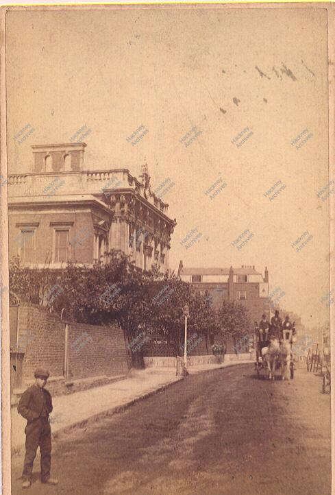 soxgnasher's tweet photo. Mare Street, looking north from just south of junction with Hackney Grove; horse bus approaching. Photograph, George James, nd c1870 https://t.co/Az8Z6CvA33
