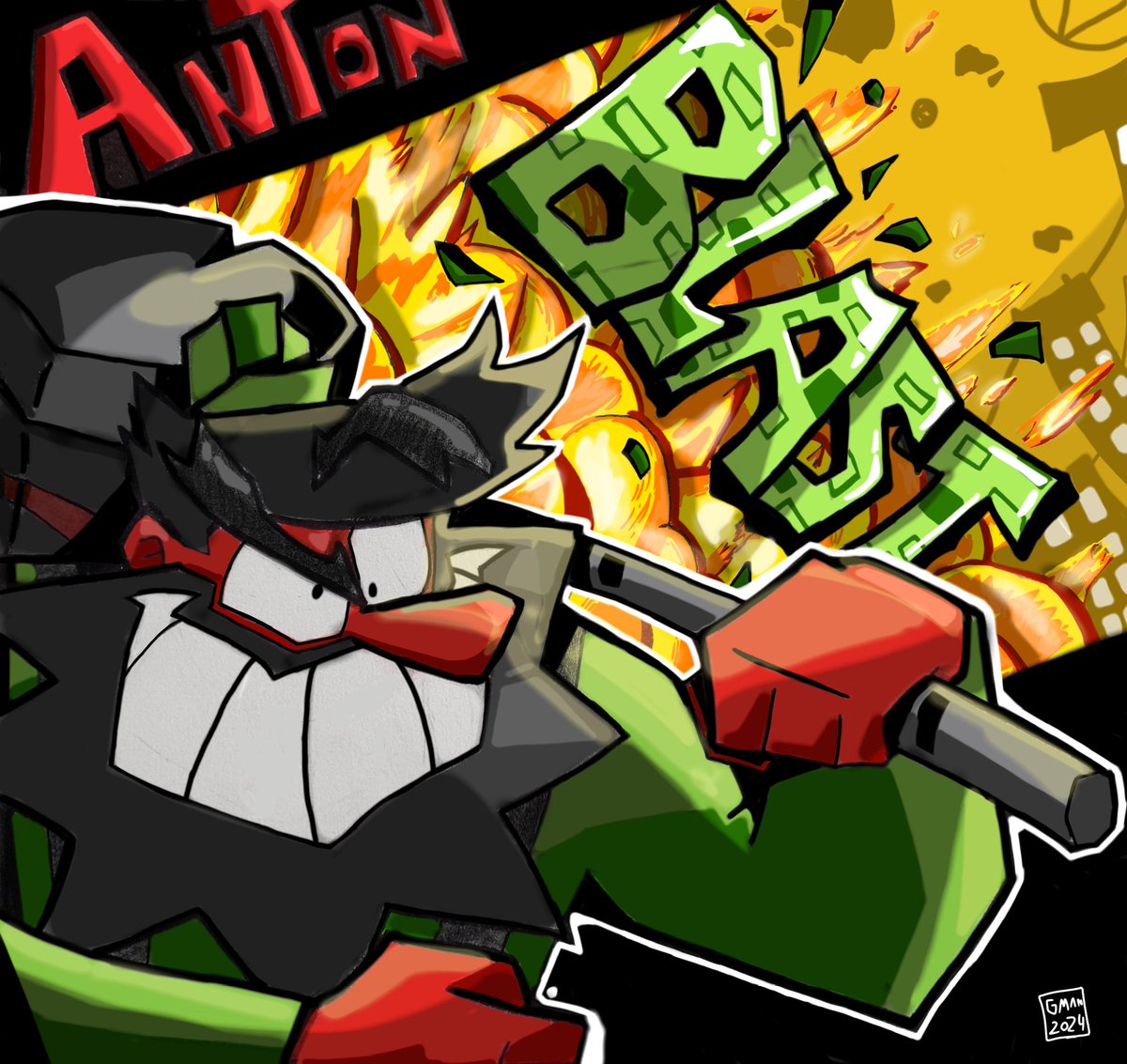 StudiosGoji's tweet image. #PortfolioDay 
HELLO!
My name is Gman and im a traditional artist who mixes it alot with digital effects, i like to draw stuff about: ark, godzilla, pizza tower, etc.