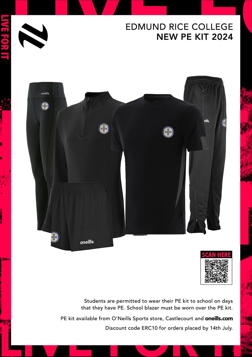 🚨Don’t forget to use discount code ERC10 for 10% off our new PE uniform if you are purchasing it! 🚨

The code expires on 14th July!  🗓️