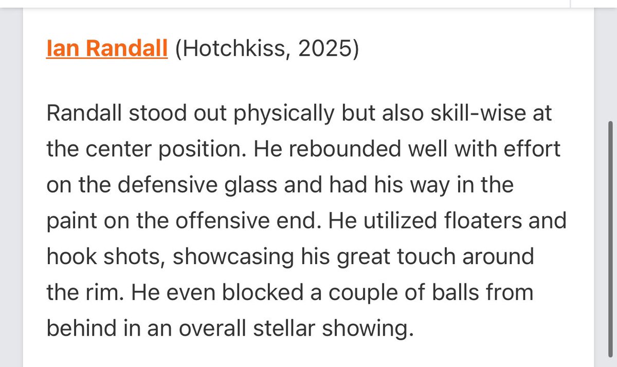 Magic and Hotchkiss 7’0 2025 Ian Randall is a rare commodity. A true 7 footer who can run the floor, score in the post and make 3’s! Ian can also put the ball on the floor, is a good passer in half court offense, defends the rim and cleans the glass! #MagicFamily #HGSL