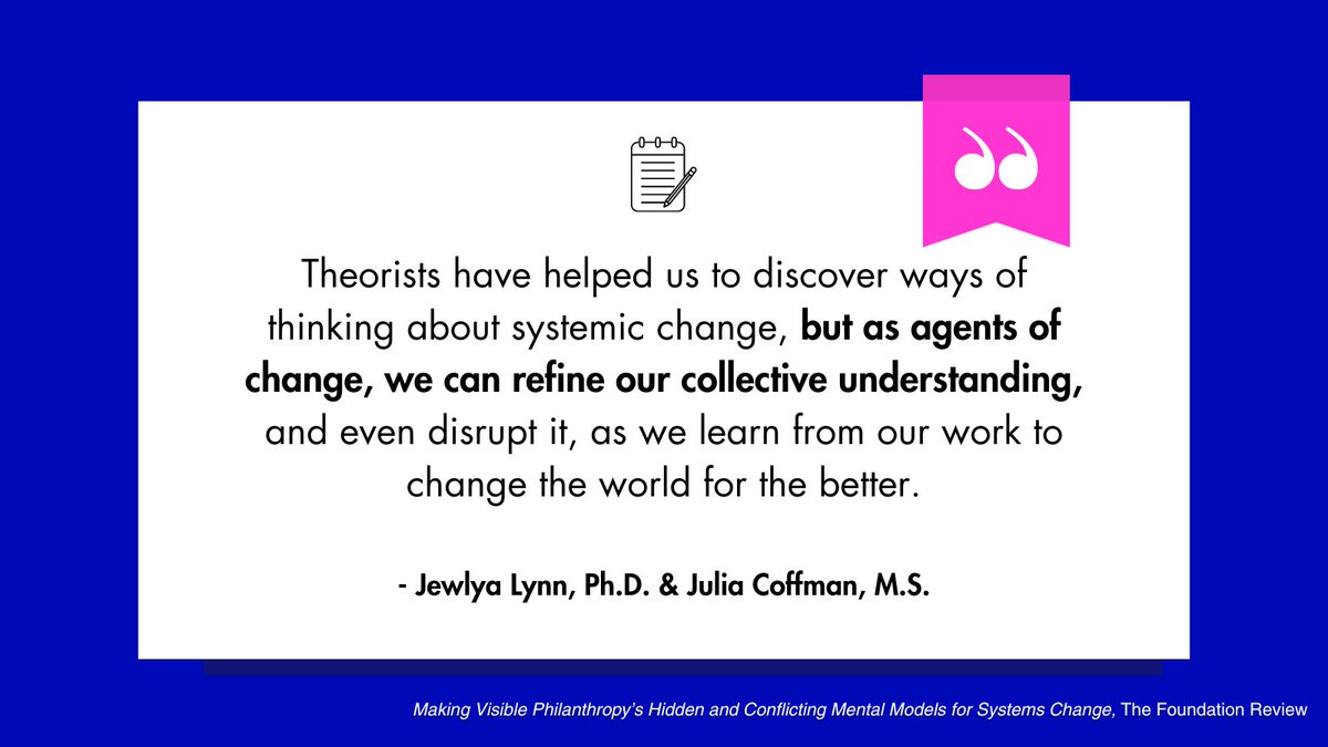 Center for Evaluation Innovation (@eval_innovation) on Twitter photo Written in collaboration with <a href="/JewlyaLynn/">Jewlya Lynn</a> at PolicySolve and Julia Coffman, this new piece explores and tests two systems change mental models for systems change.
What other mental models might we make more visible?
Explore these ideas here: lnkd.in/ekZZ3MCj Written in collaboration with <a href="/JewlyaLynn/">Jewlya Lynn</a> at PolicySolve and Julia Coffman, this new piece explores and tests two systems change mental models for systems change.
What other mental models might we make more visible?
Explore these ideas here: lnkd.in/ekZZ3MCj