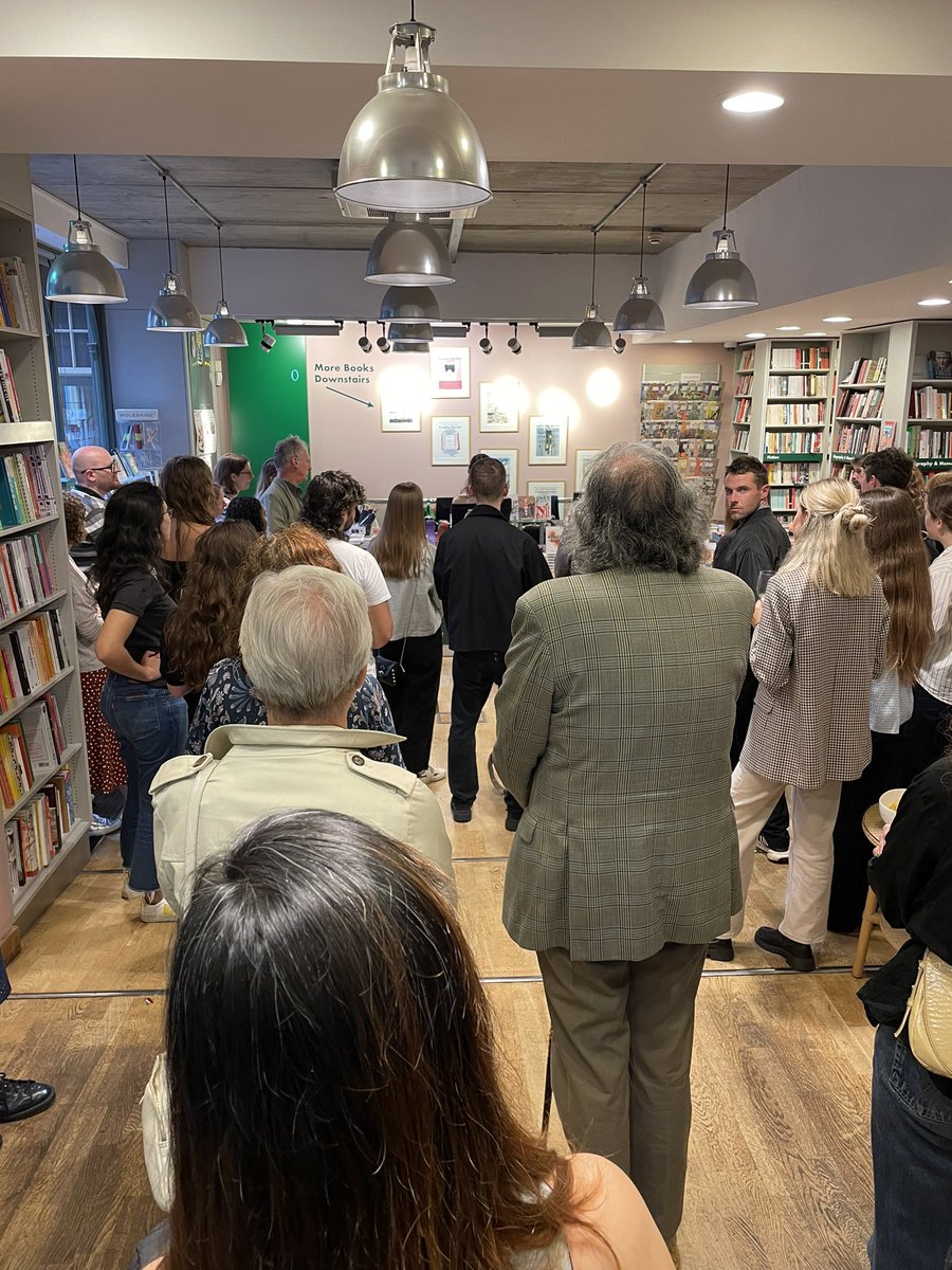 FJMozley's tweet image. In London for a few days. Went to a lovely party at @LRBbookshop to celebrate ten years of @J_M_Originals and to launch @Han_Smiff - here’s a photo of the back of some people’s heads.