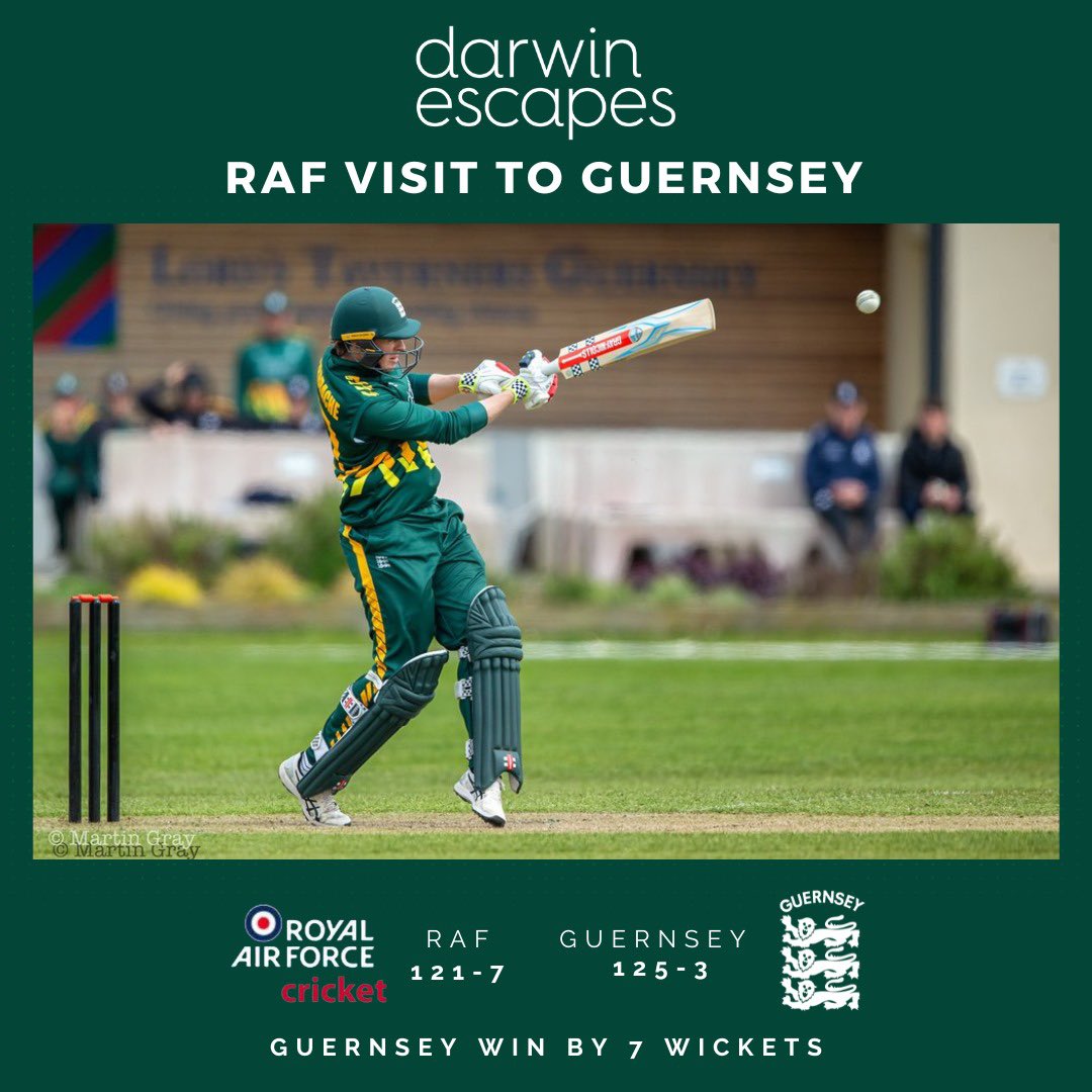 guernseycricket's tweet photo. Confirmation of our 7 wicket win over RAF today.

Ben Ferbrache top scored with 42* in our run chase. Luke Bichard took 3 wickets.

Congratulations to Charlie Simmonds, Ed Robinson, Evan Le Huray &amp; Alfie Gallienne who all impressed on senior debut. 

#GreenCaps #Guernsey #Cricket https://t.co/JGrmmZiQHu