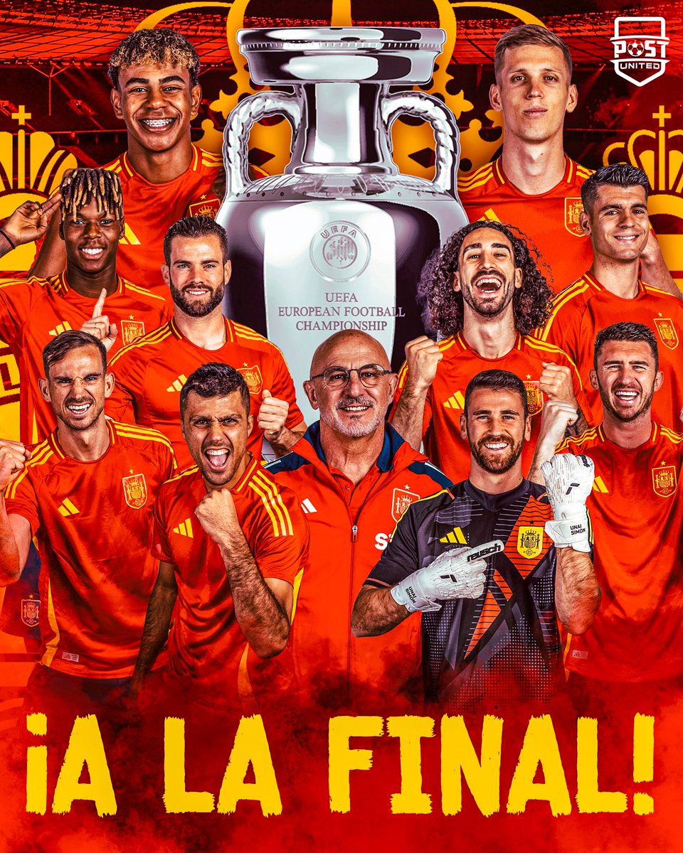 postunited's tweet photo. 🔥🇪🇸 ¡ESPAÑA VUELVE A LA FINAL DE LA EUROCOPA 12 AÑOS DESPUÉS! https://t.co/8EJq62LPtq