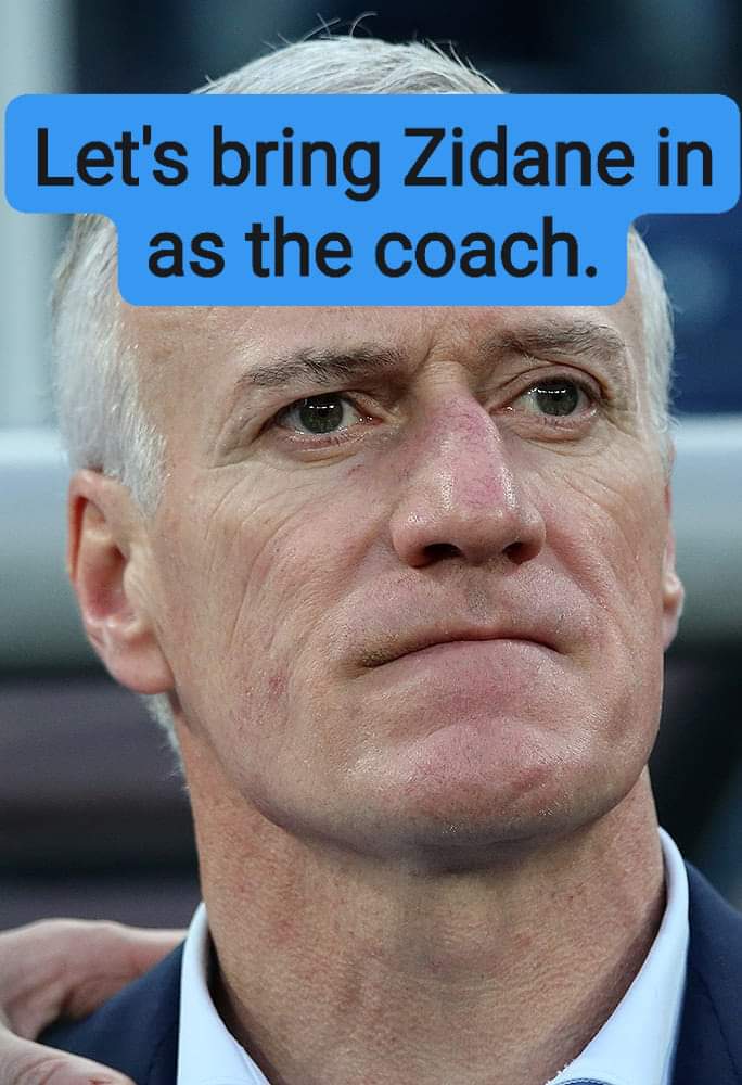Didier Deschamps, it's time to step down. Let's welcome new tactics and fresh faces for the French team. Let's bring Zidane in as the coach.
<a href="/FFF/">FFF</a> <a href="/lequipedusoir/">L'ÉQUIPE du soir</a> <a href="/afpfr/">Agence France-Presse</a>
<a href="/CanalplusFoot/">CANAL+ Foot</a> <a href="/RMCsport/">RMC Sport</a> <a href="/lequipedegreg/">L'ÉQUIPE de Greg</a> <a href="/lequipe/">L'Équipe</a>
Dr. Jean-Aimé Mouketou