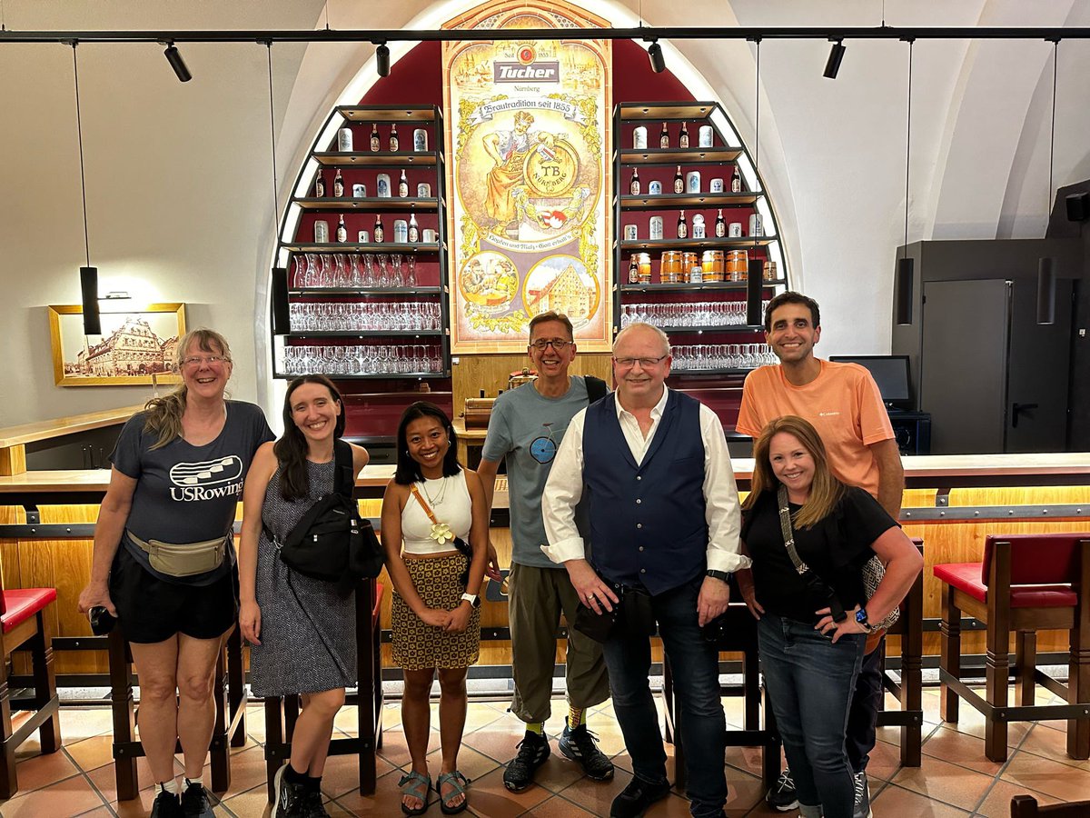Fermentedferret's tweet photo. Members of #Topstudytour 4 experienced true German Gemütlichkeit this evening at the Tucher Mautkeller Nürnberg thanks to a remarkably friendly & patient Oberkellner pictured below. Cross-cultural connections, gotta ❤️’em. @TOPTeachGermany https://t.co/xEKYFUXOs9