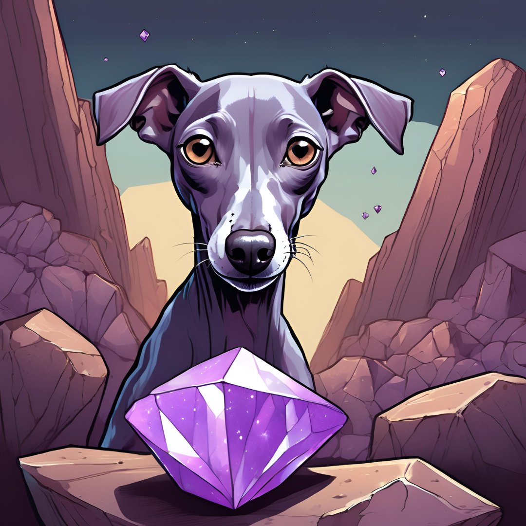 T0Mpouri's tweet photo. The sixth Enjinite has been found!
@enjin_iggy  was out walking with his Italian Greyhound friend in a rocky mountain when he suddenly heard a strange sound, like glass breaking. His dog started acting very strangely and took off running. @enjin_iggy  followed and was shocked to see his dog carrying a peculiar purple ore in its mouth, which it dropped at his feet. Confused by the sound and his dog's behavior, he picked up the ore. Instantly, a notification appeared on his #Enjin wallet. He had just found an Enjinite, which was safely stored in his wallet!

Highlighting @enjin_iggy   contribution to expanding the @enjin  ecosystem.
Enjin Iggy is a collection of 1024 purple Italian Greyhound NFTs hosted on @nft_io , with a dedicated Telegram bot exclusively for holders. EnjinIggy owners can enhance their NFT sniping with this new Telegram bot, which integrates with @nft_io  to display new listings, bids, and sales, including collections from Matrixchain and Ethereum migrations. To join, holders must verify their Enjin address through a secure signature process. The bot's notifications can be faster than marketplace listings, giving users a significant advantage.