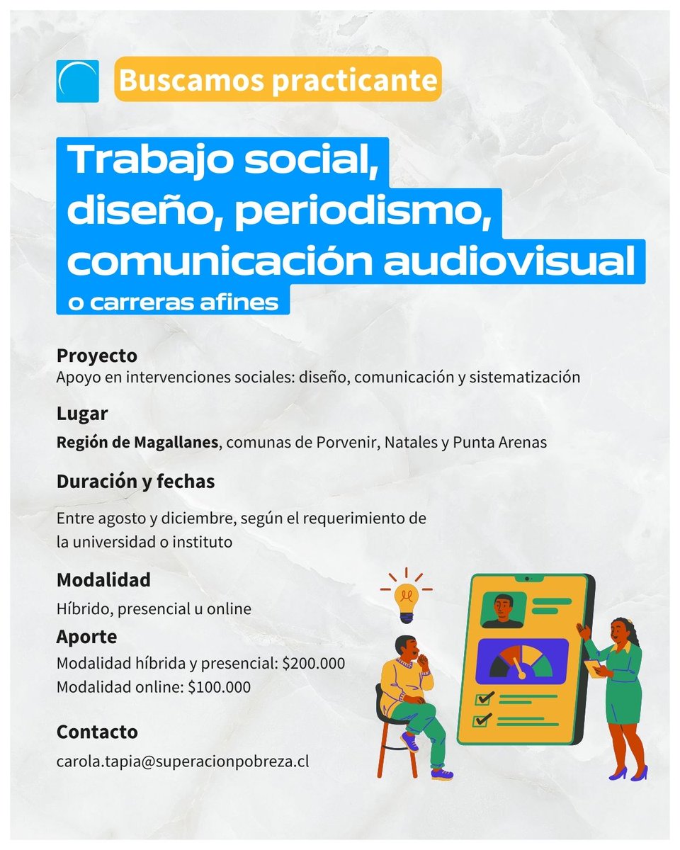 ServPaisAysen's tweet image. 📷 ¡Haz tu práctica con nosotros! 📷
Postula a estas prácticas profesionales en la región de MAGALLANES 📷 ¡Te esperamos!
