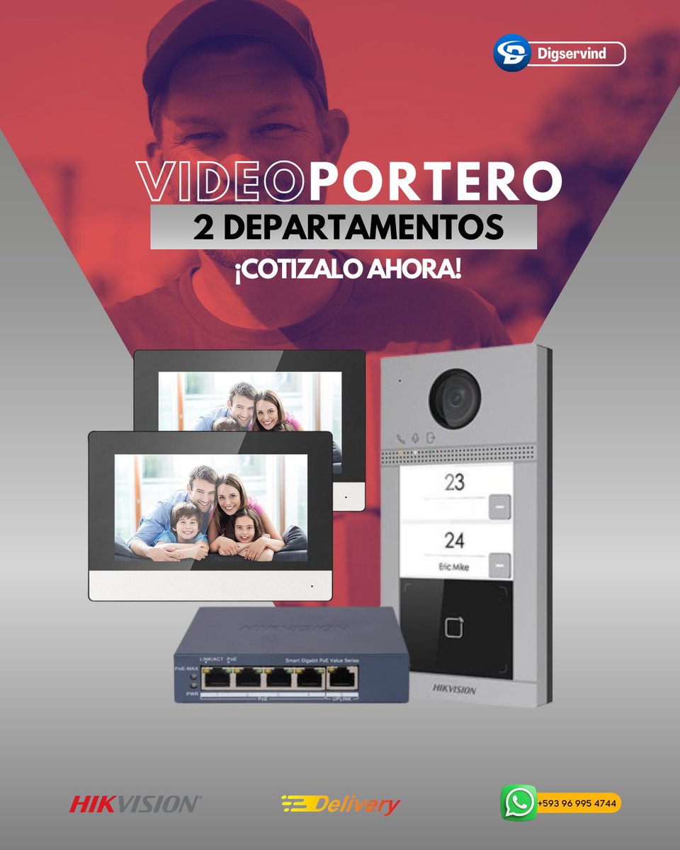 digservind's tweet photo. #Videoportero para dos departamentos #Hikvision ¡Protege tu hogar y mantente conectado! 🏢📹
Cotiza con nosotros #Digservind
💙 Visita nuestra tienda 💙
Estamos ubicados en #Guayaquil:
📍Chile 721 entre sucre y colon, piso 1 Oficina 106. https://t.co/i2VAOaQ1on