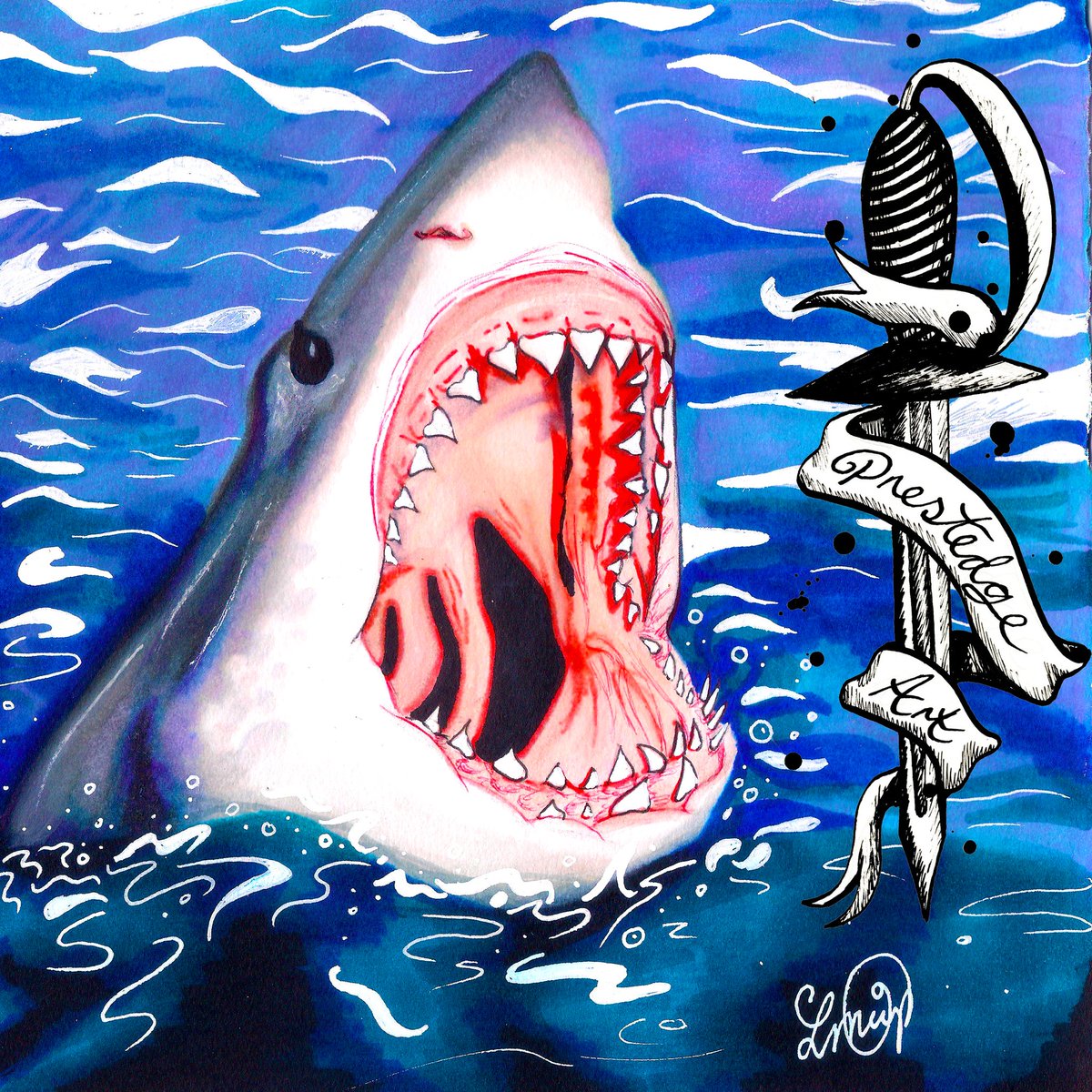 PrestedgeA's tweet photo. Can't resist making some artwork for #SharkWeek 🦈
#sharks #greatwhite @SharkWeek @Discovery https://t.co/QBOeOFHJcs