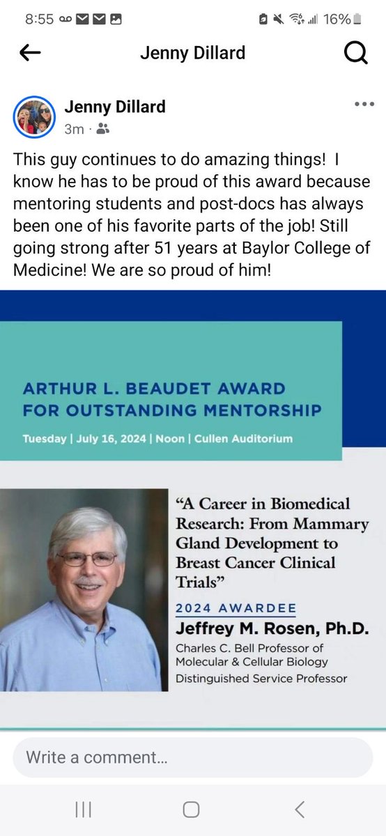 Especially gratifying when your daughter posts on Facebook about her Dad!