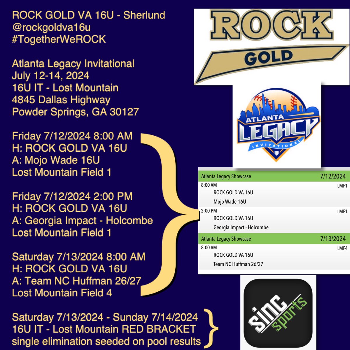 Taking the ROCK show to Atlanta! It’s time for the Atlanta Legacy Invitational, July 12-14, 2024! Catch us at Lost Mountain Park! 🤘🎸🥎

#BallOutAllOut
#StandinOnBusiness
#TogetherWeROCK