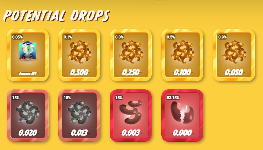 Hey Frogs!

Time for the next giveaway! This one is also sponsored by <a href="/ScaryBeansNFT/">ScaryBeans</a> and we're giving away 2 more beans!! This time, winners get 10 spins on the Froganza lootboxes!

We want to make sure to get the <a href="/BoredApeSolClub/">Bored Ape Solana Club</a> community involved this time too. <a href="/dak_daze/">Daze💎</a> does