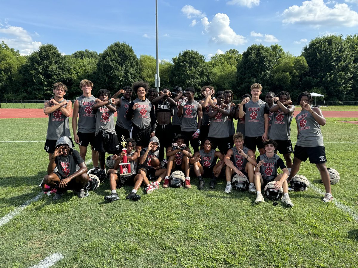 Proud of our guys for the way they fought at WSSU 7 on 7 Tournament today. They were evaluated from several college staffs and played some of the best teams in NC. Ending the day undefeated and won a tough 14-7 game against Mt. Tabor in the Championship to bring home the trophy!
