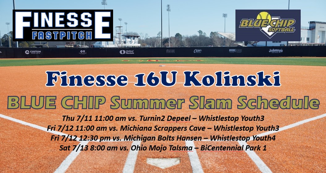FinesseKolinski's tweet photo. Excited for Blue Chip Summer Slam this weekend.  Come out and watch these talented players show you what they can do! @WayneStateSB @svsu_ryan @CMUSoftball @OaklandSoftball @GVSUSoftball @MacombSoftball @FSU_SB @UMDearbornSB https://t.co/BxrAmsvmOG