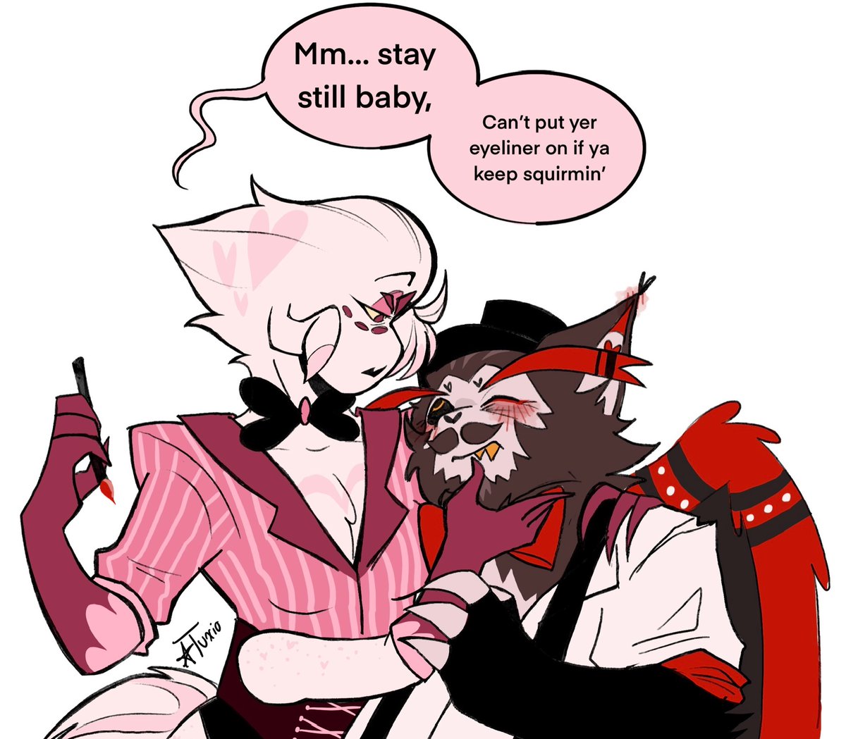 StarTuxio's tweet photo. Ofc angel puts eyeliner on his boyfriend and ofc husk let’s him because he’s pretty
#huskerdust https://t.co/SZ4JqNLcly