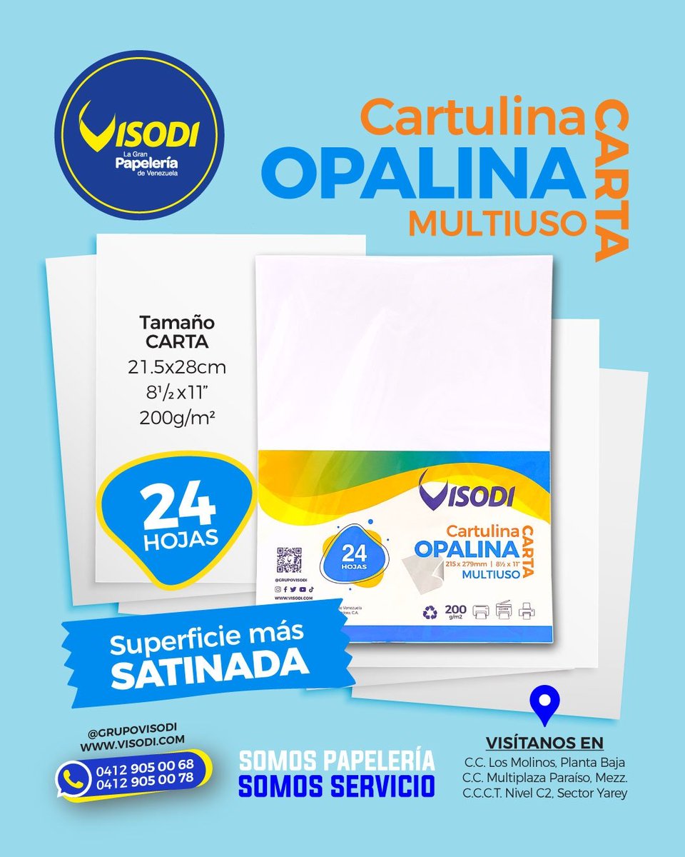 GrupoVisodi's tweet photo. 💯 ¡Desata tu creatividad con las cartulinas opalina multiusos de VISODI!

📄 Con 24 hojas de tamaño carta y una superficie satinada que resalta tus proyectos como nunca antes.

🤩 ¡Haz que tus ideas brillen con VISODI! 🎨

 #CartulinasVISODI #CreatividadSinLímites #opalina https://t.co/eTEJMHpEgW
