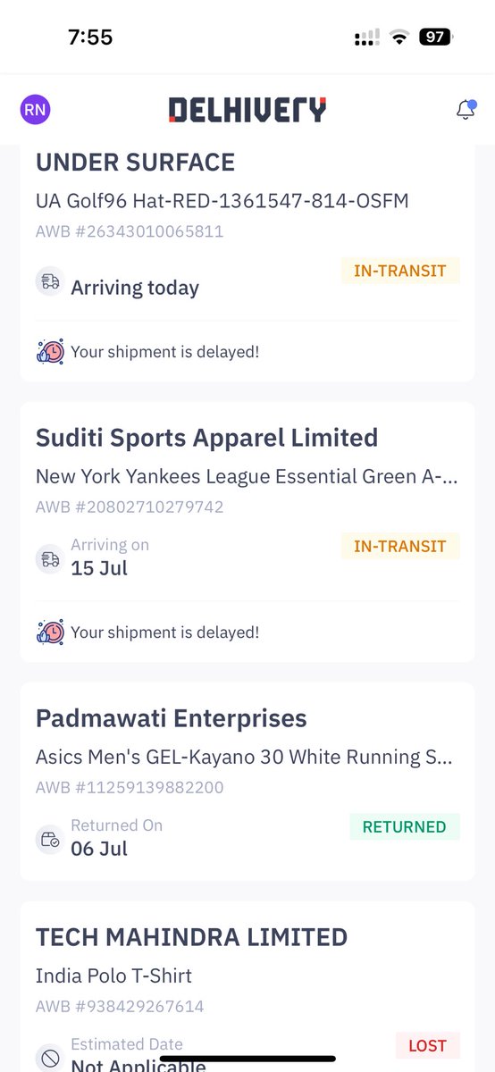 ravs443's tweet photo. @delhivery shocking service. 2 shipments delayed. One was not delivered and 4th lost. 
No call centre/ customer service to talk to only IVR menu 
Really pathetic. 
Each of these were meant to be delivered a week earlier https://t.co/WJeYCqRDfl