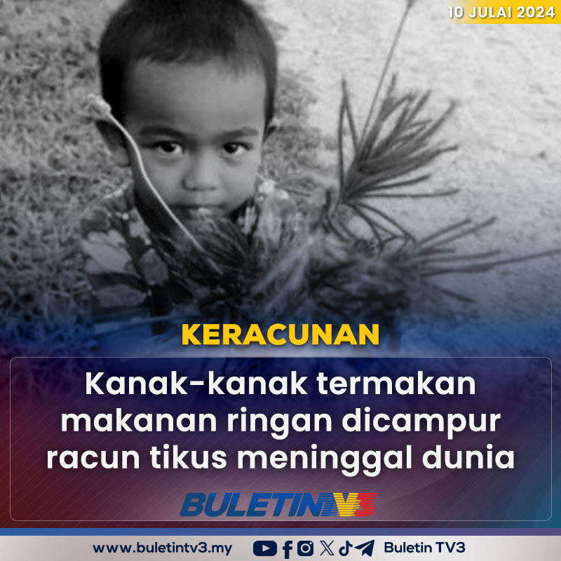 BuletinTV3's tweet photo. KERACUNAN | Seorang daripada dua beradik yang termakan makanan ringan dicampur racun tikus yang dijadikan perangkap monyet di Kulim, Kedah meninggal dunia. https://t.co/61gZpoMSn7