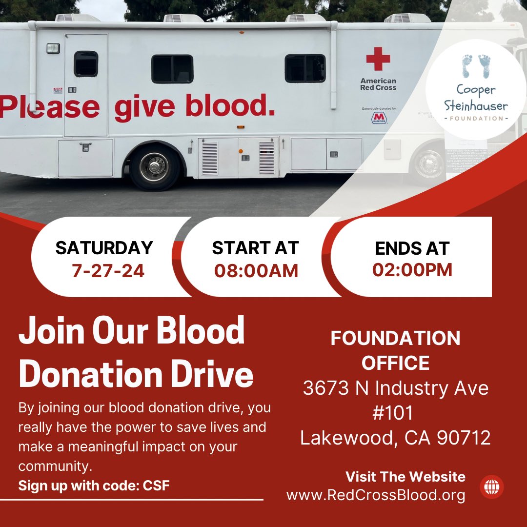 Be Cooper Strong and donate blood at our foundation office July 27! Go to redcrossblood.org and enter CSF to find the drive. Every donation can save up to three lives!
#nicu #nicusupport #blooddrive #blooddonation