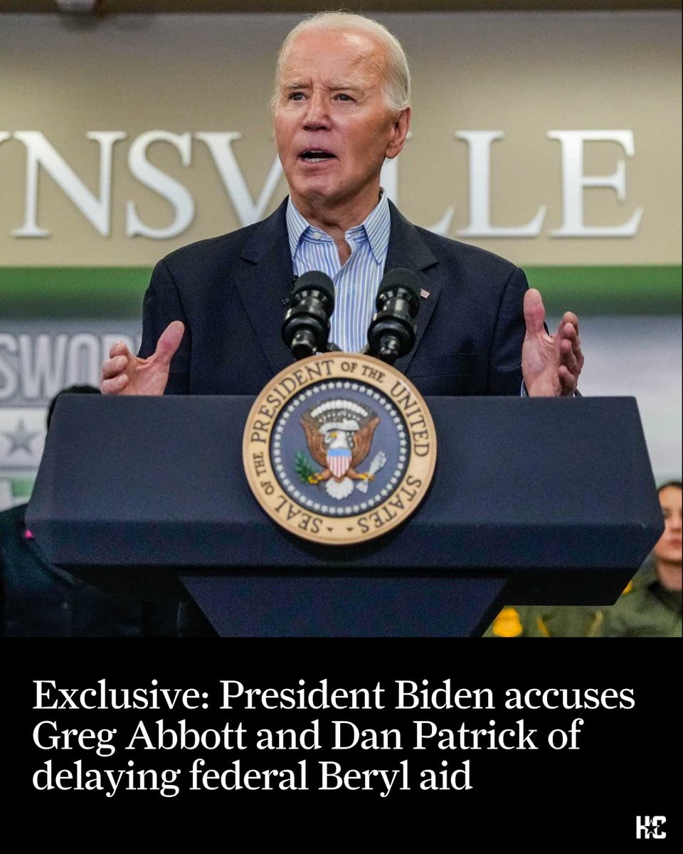 HoustonChron's tweet image. President Joe Biden said Tuesday that the federal government had to delay distribution of emergency relief supplies after Hurricane Beryl hit Texas because the White House could not reach state leaders to get the major disaster declaration request needed. trib.al/F5YPnk0