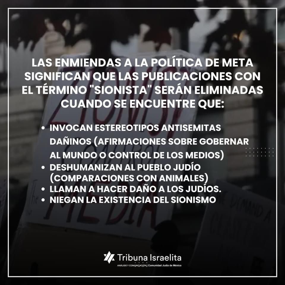 Tribuna_ISR's tweet photo. Hoy #Meta dio un gran paso para erradicar el antisemitismo y discurso de odio en línea. https://t.co/dpfO1NxFpd