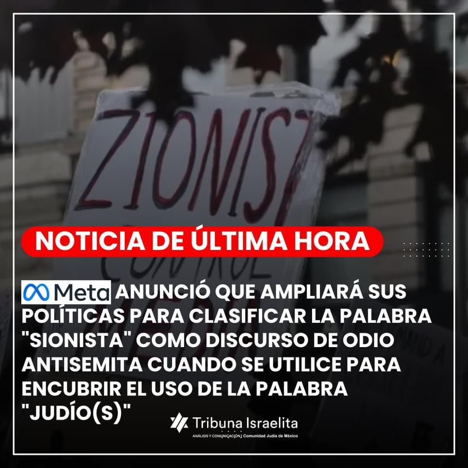 Tribuna_ISR's tweet photo. Hoy #Meta dio un gran paso para erradicar el antisemitismo y discurso de odio en línea. https://t.co/dpfO1NxFpd