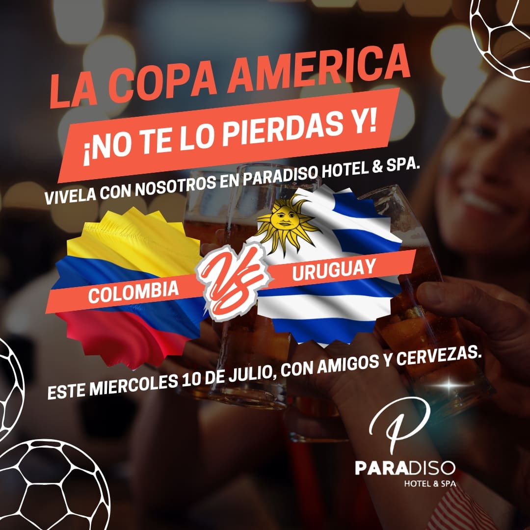 Paradiso_Hotel_'s tweet photo. ¡Vive la emoción del fútbol en Paradiso! Este miércoles disfruta elbpartido de Colombia🇨🇴 vs Uruguay 🇺🇾. Sumérgete en la diversión junto a la piscina, buena compañía y una noche llena de fiesta temática.Mayor Inf WhatsApp 📲https://t.co/sjx0UoNbnE https://t.co/XqfBJdHmiN
