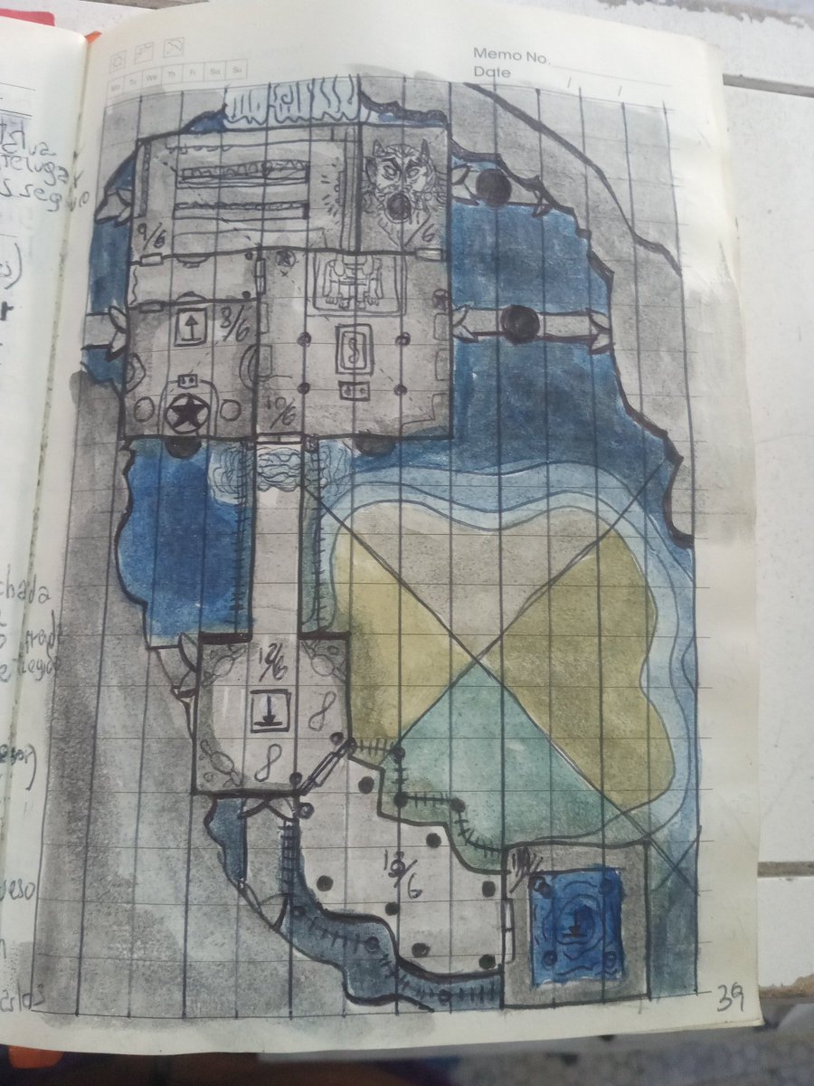Proteus100's tweet photo. #dungeon24 junio: necropolis hundida en las profundidades!
Gente serpiente egipcia y criaturas de cthulhu! Tambien terminé la primera semana de julio, pronto lo subiré. #dungeon #megadungeon #dungeonmap #watercolor https://t.co/HRg0EloR8A