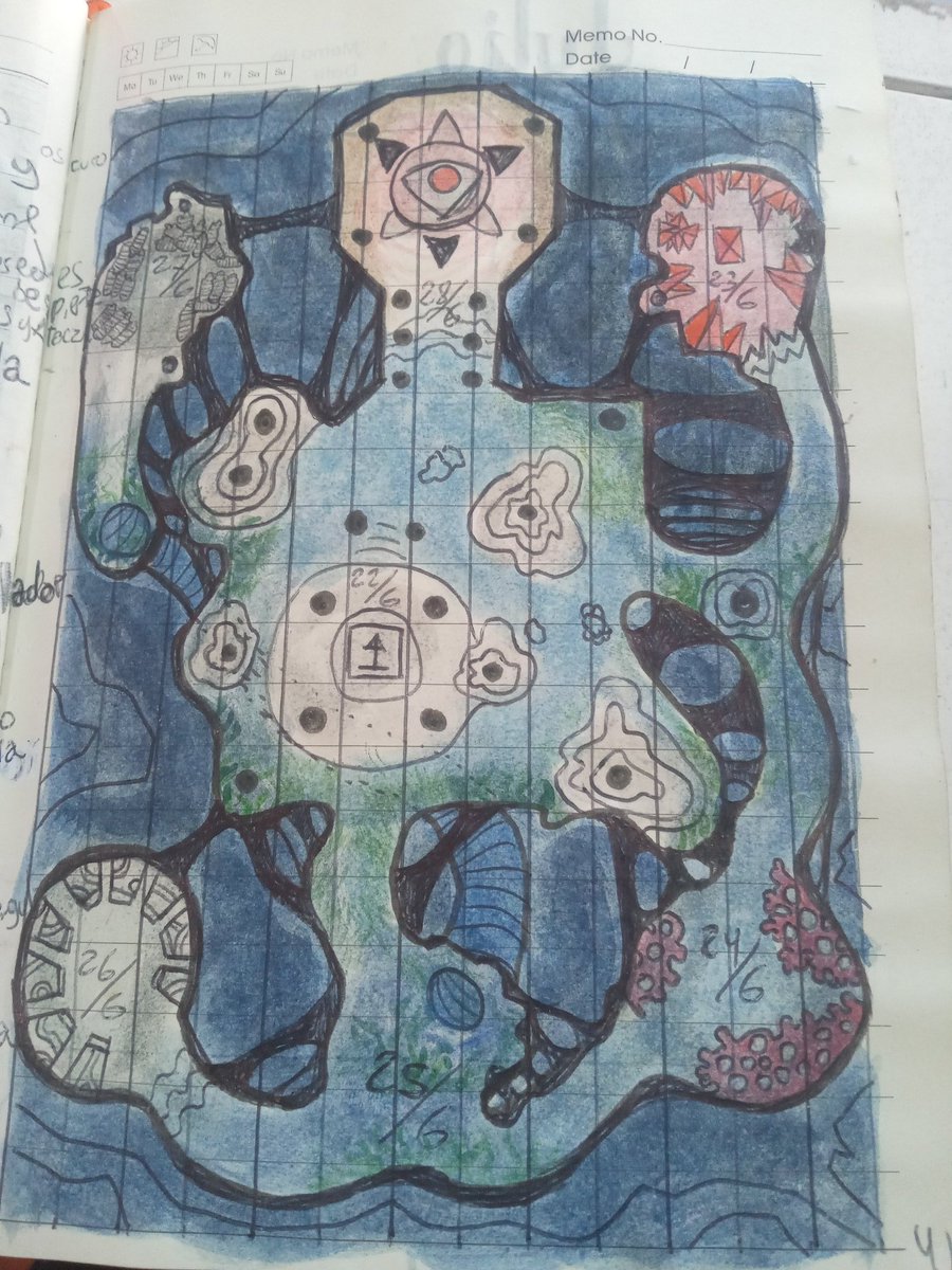 Proteus100's tweet photo. #dungeon24 junio: necropolis hundida en las profundidades!
Gente serpiente egipcia y criaturas de cthulhu! Tambien terminé la primera semana de julio, pronto lo subiré. #dungeon #megadungeon #dungeonmap #watercolor https://t.co/HRg0EloR8A