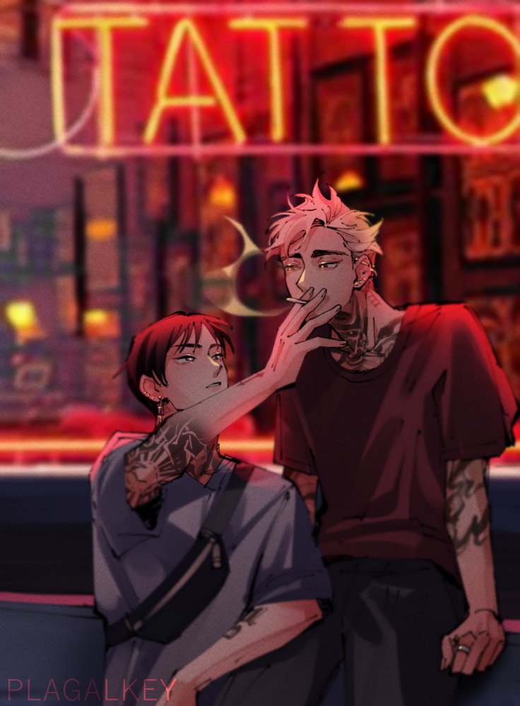 plagalkey's tweet photo. smoke break (tattoo artist AU)
happy #atsukage day #haikyuu https://t.co/MBCICnNIcn