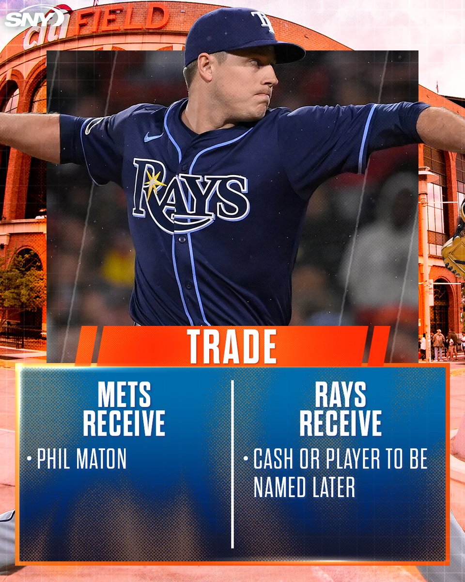 SNY_Mets's tweet image. The Mets acquire Phil Maton from the Rays to help their bullpen on.sny.tv/RQK1UeQ