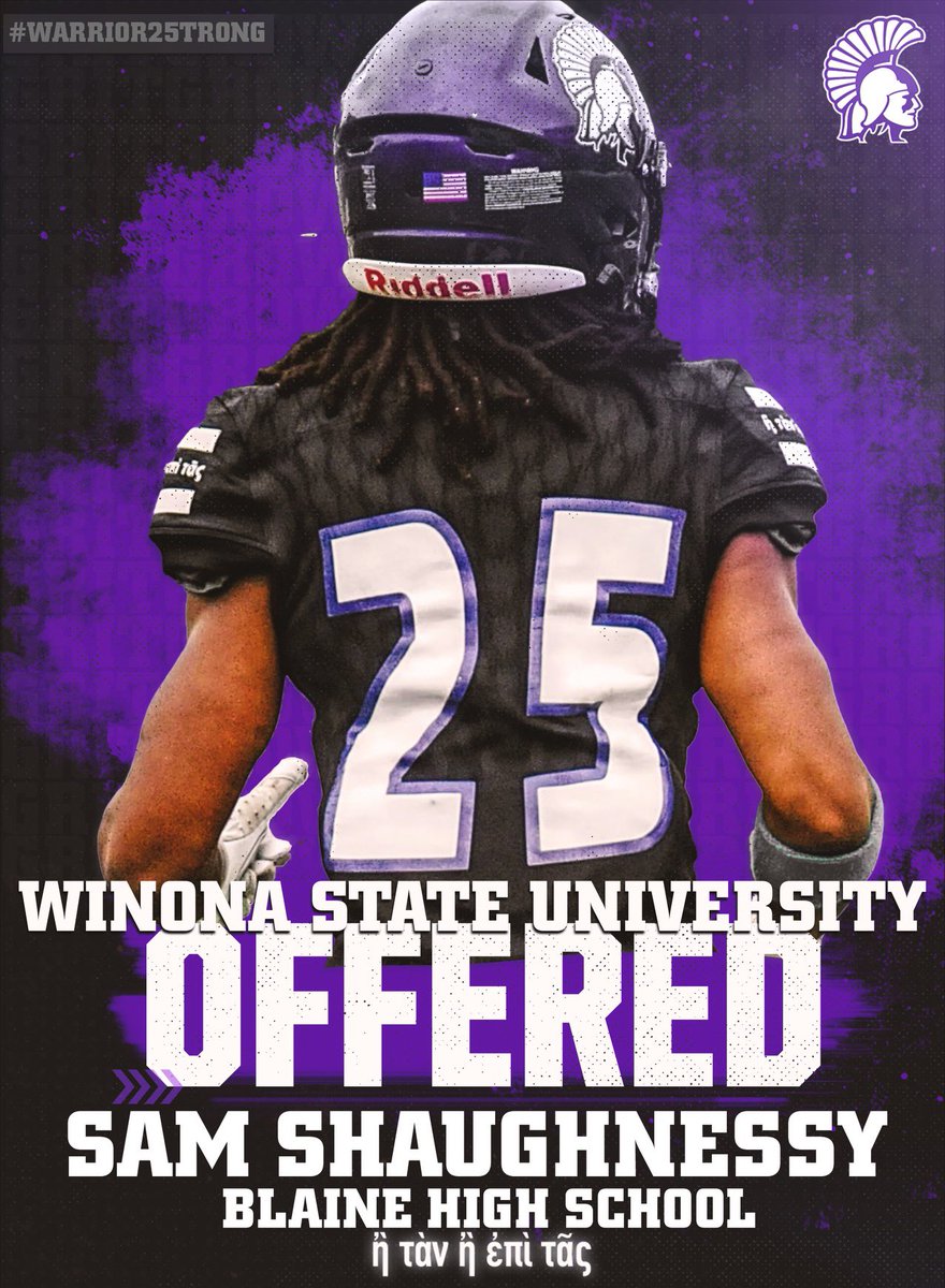 SamShaughnessy0's tweet photo. After a great call with @Coach_Bergy I am pleased to announce that I have received an offer from @WinonaState_FB ❗️❗️❗️
@PrepRedzoneMN @OJW_Scouting @MNFBSpotlight @LetsPlayFB_MN @MNFBinsider @On3Recruits https://t.co/YY5or6eoZv