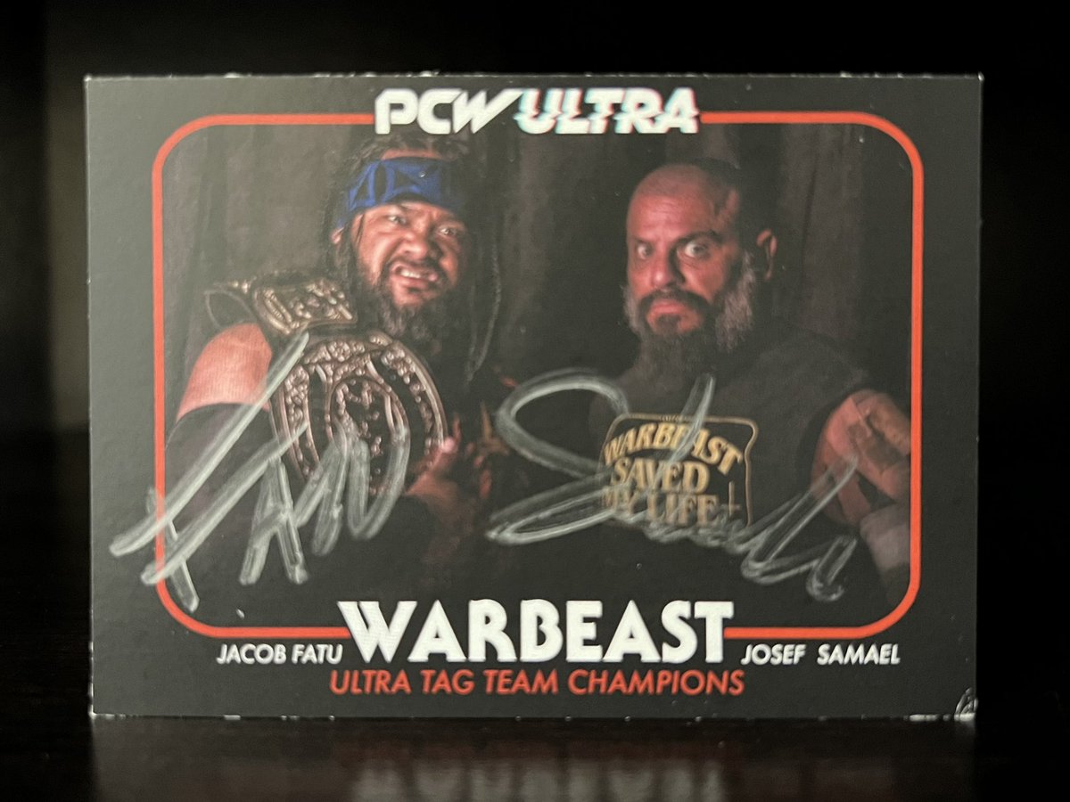 AewCard's tweet photo. Jacob Fatu &amp; Josef Samael aka Warbeast  from the 2018-22 #PCW Ultra Set - $100 

BMWT to a US address included in price 🇺🇸 📬

Card is from 2019 and has a print run of 200

https://t.co/FJ61XPIPM8

#WrestlingCards #TradingCards #JacobFatu #Fatu #Warbeast #Bloodline #WWE #TheHobby https://t.co/m1iw8Yi4jc