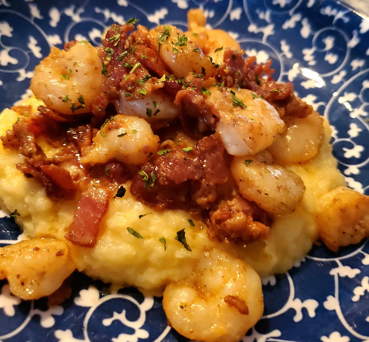 pebblesdapibble's tweet photo. Keto shrimp and "grits" for dinner tonight,  I've been off of my game lately and not posting much,  sorry. https://t.co/NjHRk57Sg6