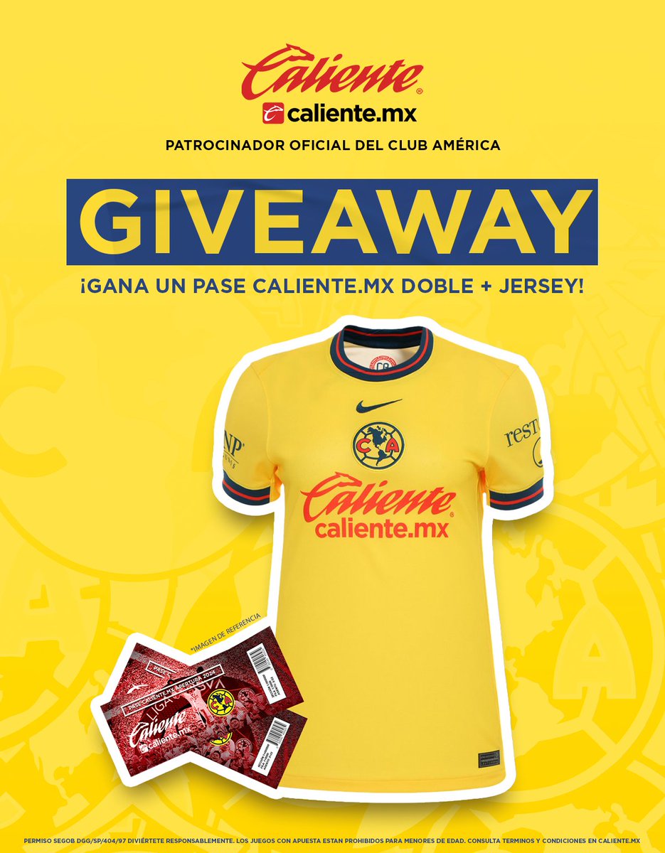 Club América (@clubamerica) on Twitter photo 🏟️ Caliente.mx te lleva a ver al BICAMPEÓN 🏟️
Gana un ABONO DOBLE + JERSEY para nuestros juegos de local, incluye Fase Final 🦅
Haz lo siguiente 👇🏽
1️⃣ Sigue a <a href="/calientesports/">Caliente Sports</a> 📲
2️⃣ Dale 🔁 y ❤️
3️⃣ Comenta por qué quieres ir al estadio en el #AP24 y el HT 🏟️ Caliente.mx te lleva a ver al BICAMPEÓN 🏟️
Gana un ABONO DOBLE + JERSEY para nuestros juegos de local, incluye Fase Final 🦅
Haz lo siguiente 👇🏽
1️⃣ Sigue a <a href="/calientesports/">Caliente Sports</a> 📲
2️⃣ Dale 🔁 y ❤️
3️⃣ Comenta por qué quieres ir al estadio en el #AP24 y el HT