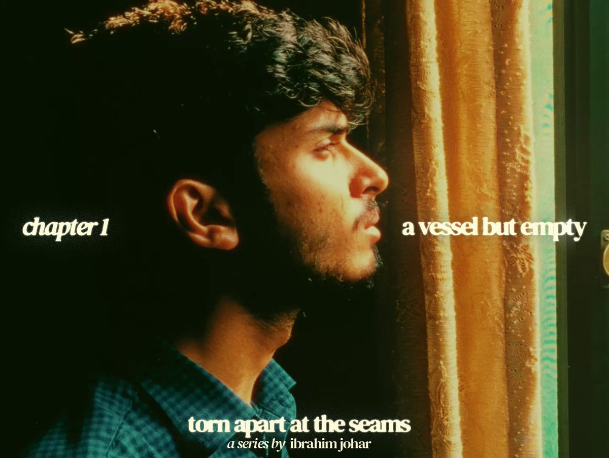 introducing "torn apart at the seams".

a cinematic series reflecting on personal emotions.  

chapter one. a vessel but empty. is out now on youtube.  

comment below to get the youtube link. please do subscribe if you like what you see.  

cc: <a href="/_buildspace/">buildspace</a> <a href="/_nightsweekends/">nights & weekends</a>