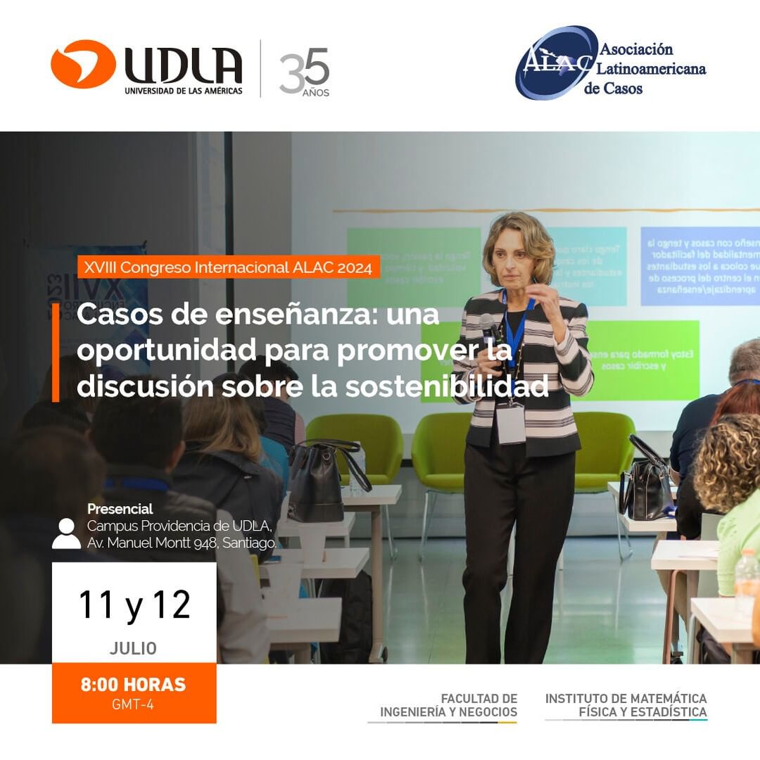 UDLA_CL's tweet photo. El Instituto de Matemática, Física, Estadística (IMFE) de UDLA, y la Asociación Latinoamericana de Casos, invitan al XVIII Congreso Internacional #ALAC2024, para explorar cómo los casos de enseñanza pueden fomentar la sostenibilidad 
👉Más información: https://t.co/nomlbg98ZJ https://t.co/D5Upk7gXlE