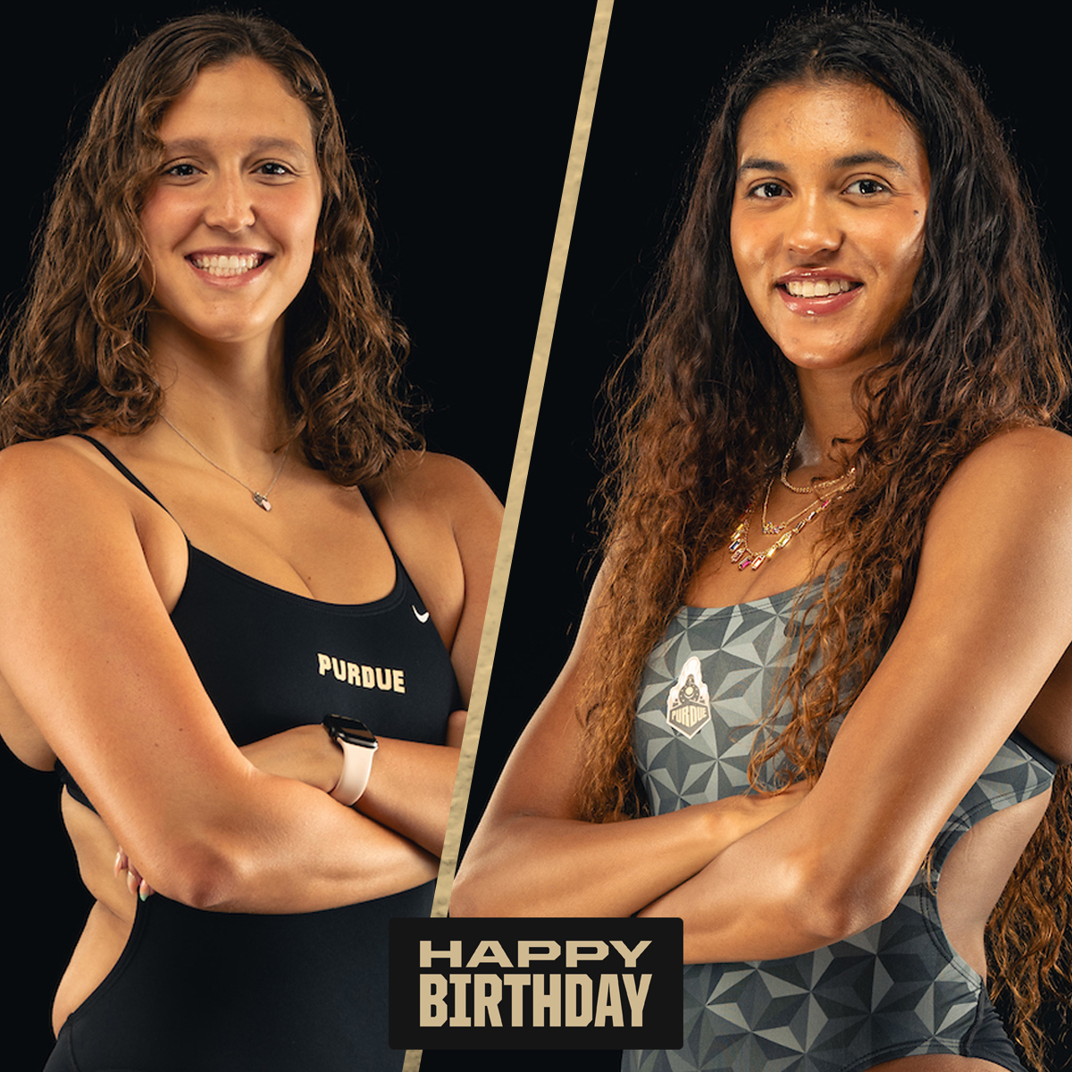 PurdueWSwim's tweet photo. 🎂🎂 #DoubleBirthday ‼️
Happy Birthday wishes go out to @KelseyCooper04 & Mya Bailey. Proud to call Kelsey & Mya #Boilermakers. Enjoy your big day. #BoilerUp 🎁🎉 https://t.co/PMWFqJfP18